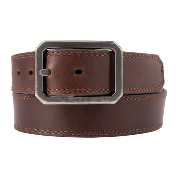Ceinture en cuir pleine fleur huilé à boucle barre centrale Carhartt marron foncé vue de face