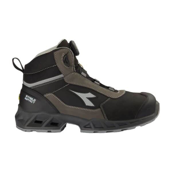 Chaussures de sécurité montantes Shark Impact en cuir Quick Diadora Utility noir