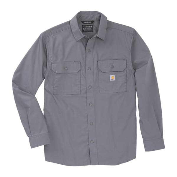 Chemise de travail manches longues Rugged Flex Glenwood Carhartt gris acier vue de face