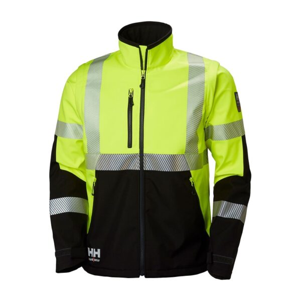 Softshell haute visibilité ICU Helly Hansen Jaune fluo / ébène – vue de face