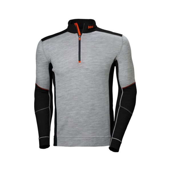 Sous Vêtement Lifa thermique col zippé Merino Helly Hansen Gris chiné / noir – vue de face