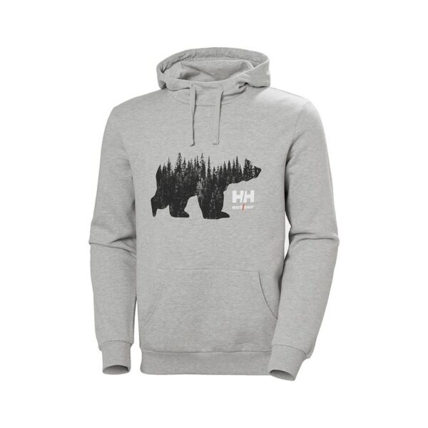 Sweat à capuche logo Helly Hansen Gris clair chiné – vue de face