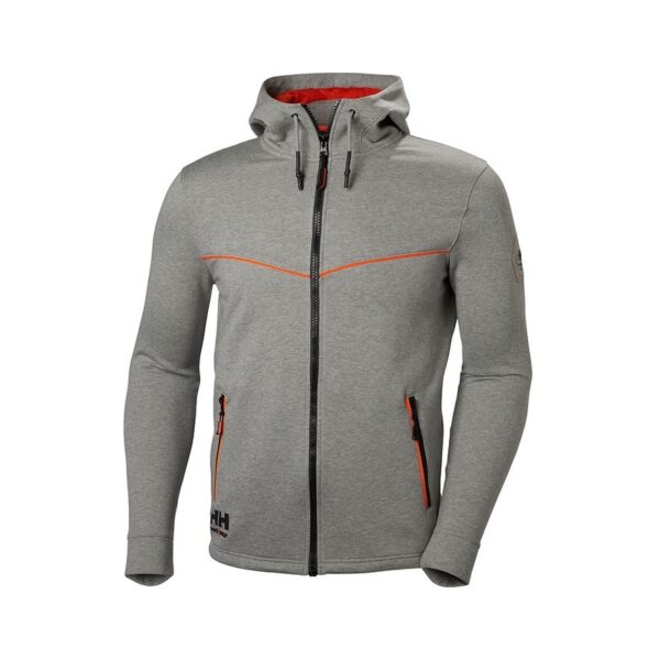 Sweat à capuche zippé Chelsea Evolution Helly Hansen Gris chiné – vue de face