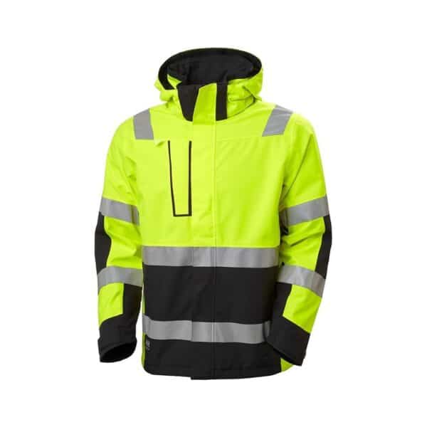Veste haute visibilité imperméable Alna 2.0 Helly Hansen Jaune fluo / ébène – vue de face