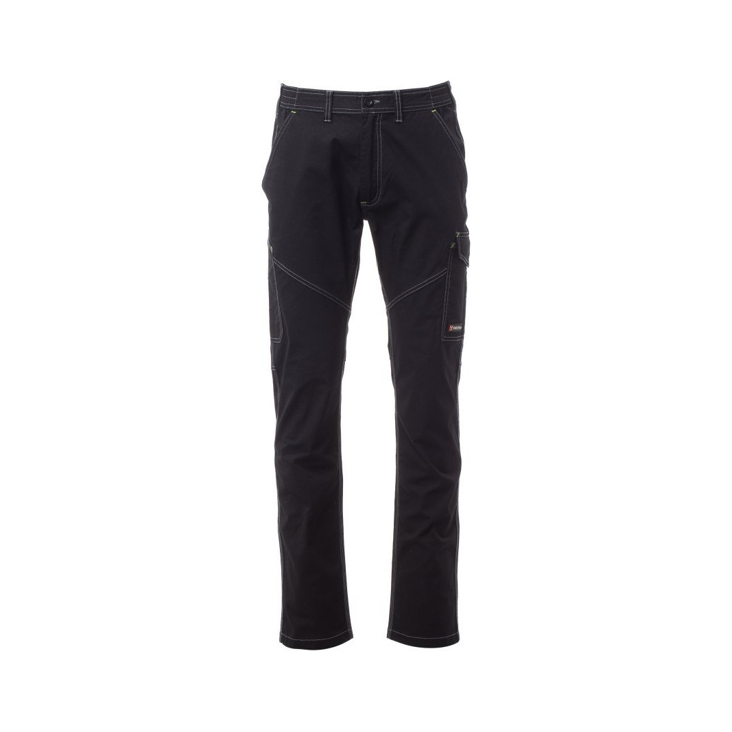 Pantalon de travail unisexe Worker Stretch Summer Payper vue de face noir