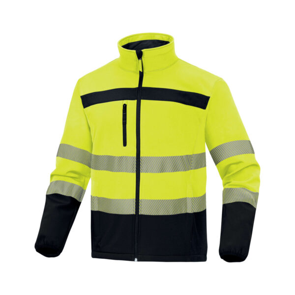 Softshell haute visibilité classe 2 coupe-vent Lulea 2 HV Delta Plus jaune fluo / bleu marine vue de face