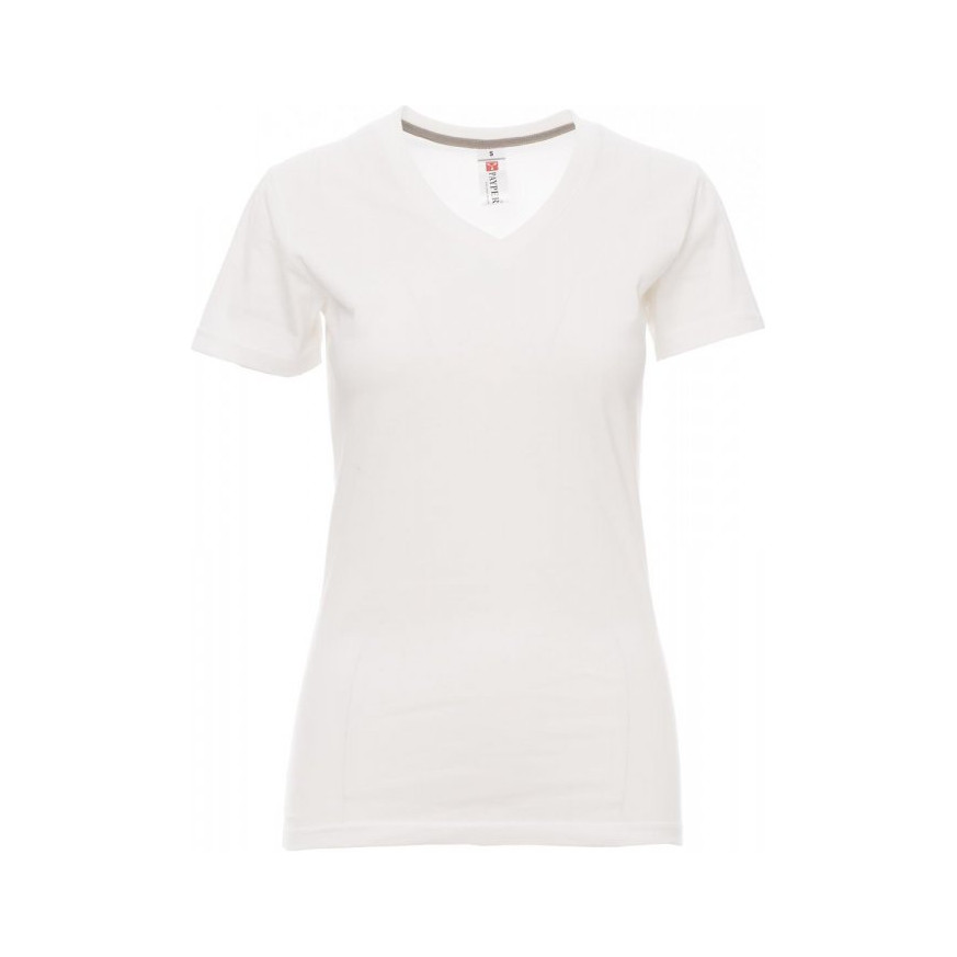 Tee-shirt de travail V-Neck col en V pour femme Payper vue de face blanc