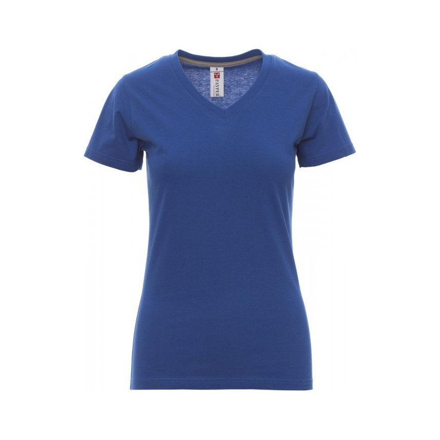 Tee-shirt de travail V-Neck col en V pour femme Payper vue de face bleu roi