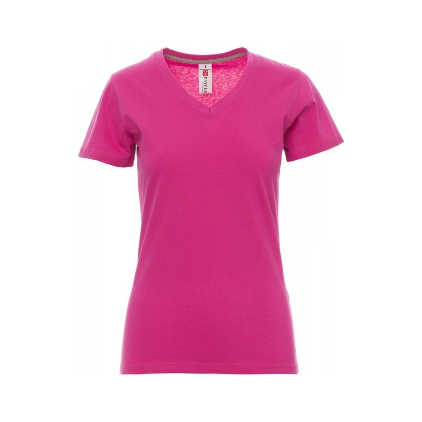 Tee-shirt de travail V-Neck col en V pour femme Payper vue de face fuchsia