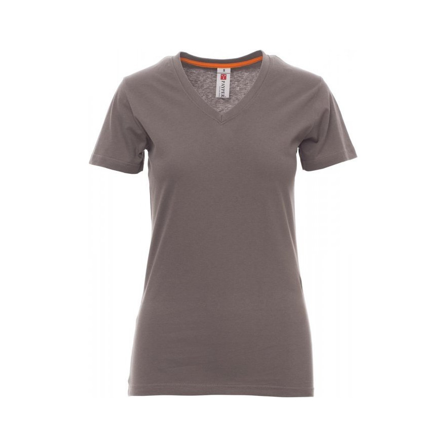 Tee-shirt de travail V-Neck col en V pour femme Payper vue de face fumée
