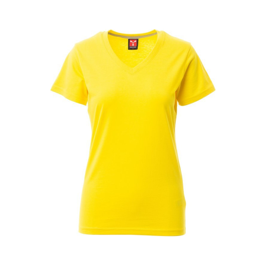 Tee-shirt de travail V-Neck col en V pour femme Payper vue de face jaune