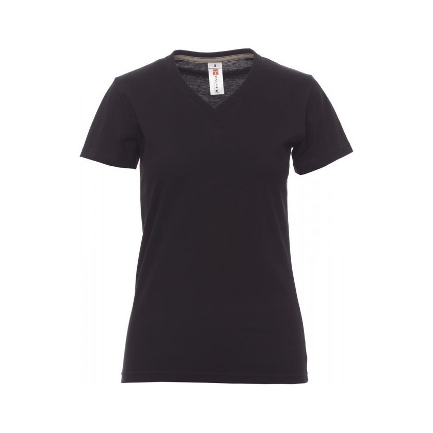 Tee-shirt de travail V-Neck col en V pour femme Payper vue de face noir