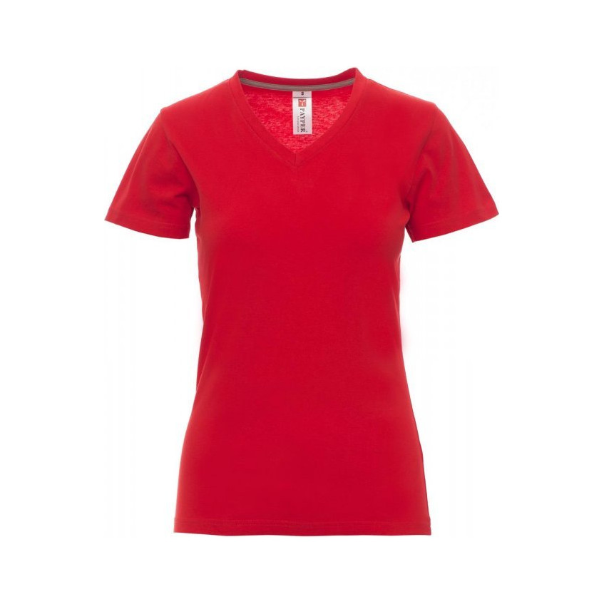 Tee-shirt de travail V-Neck col en V pour femme Payper vue de face rouge