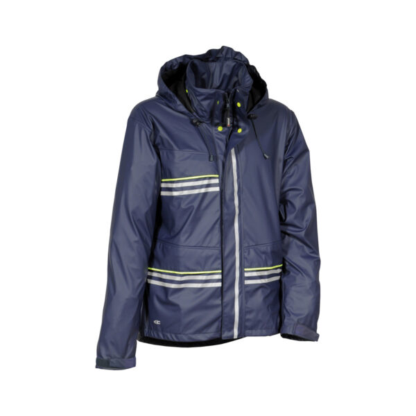 Veste coupe-vent imperméable à bandes réfléchissantes Balfors Cofra bleu marine vue de face