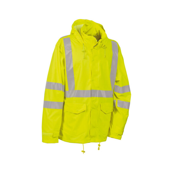 Veste coupe-vent imperméable haute visibilité Merida Cofra jaune fluo vue de face