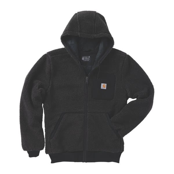 Veste de travail à capuche zippée en sherpa Fairbanks Carhartt noir vue de face